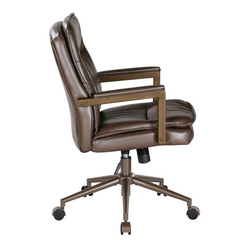 Office Star Woodlands Faux Leather High-Back Executive Office Chair, Chocolate - Image 2
