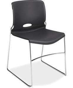 HON® Olson Stacker® Polyurethane Seat, Polymer Back Stacking Chair 17″ Seat Width, Lava Seat/Chrome Frame, Quantity: 4 2