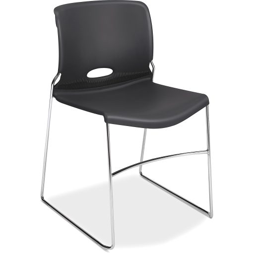 HON® Olson Stacker® Polyurethane Seat, Polymer Back Stacking Chair 17" Seat Width, Lava Seat/Chrome Frame, Quantity: 4 - Image 2