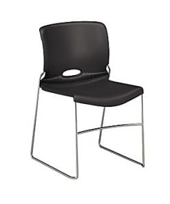 HON® Olson Stacker® Polyurethane Seat, Polymer Back Stacking Chair 17" Seat Width, Lava Seat/Chrome Frame, Quantity: 4