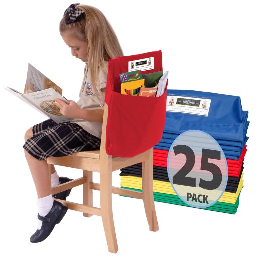 Victor Seat Sack® Chair Cover Classroom Pack, 15" x 1/2", Blue, Pack Of 25 Covers - Image 2