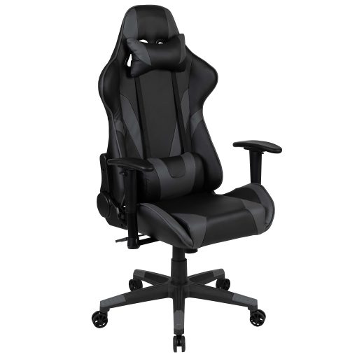 Flash Furniture X20 Ergonomic LeatherSoft High-Back Racing Gaming Chair, Gray - Image 2