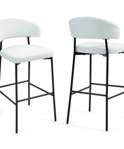 Glamour Home Bennett Upholstered Fabric Barstools With Backs, White/Black, Set Of 2 Stools 2