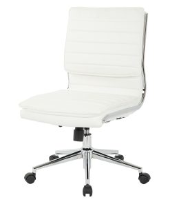 Office Star™ Pro-Line II™ SPX Armless Bonded Leather Mid-Back Chair, White/Chrome 2
