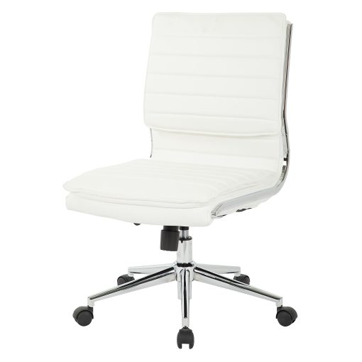 Office Star™ Pro-Line II™ SPX Armless Bonded Leather Mid-Back Chair, White/Chrome - Image 2