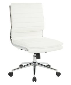 Office Star™ Pro-Line II™ SPX Armless Bonded Leather Mid-Back Chair, White/Chrome