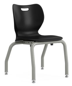 HON SmartLink Plastic 4-Leg Stackable Chairs, Onyx/Platinum, Set Of 4 Chairs
