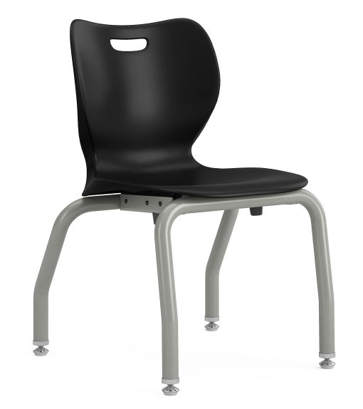HON SmartLink Plastic 4-Leg Stackable Chairs, Onyx/Platinum, Set Of 4 Chairs