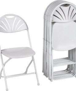 Dorel Zown Premium Fan Back Folding Chair - White Seat Color - White Back Color - Polyethylene Back Material - CSC60542WHT8E