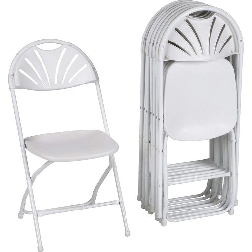 Dorel Zown Premium Fan Back Folding Chair - White Seat Color - White Back Color - Polyethylene Back Material - CSC60542WHT8E