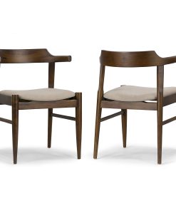 Glamour Home Atlas Upholstered Fabric Dining Accent Chairs, Beige/Dark Brown, Set Of 2 Chairs 2