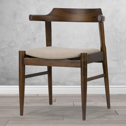 Glamour Home Atlas Upholstered Fabric Dining Accent Chairs, Beige/Dark Brown, Set Of 2 Chairs