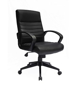 Boss Office Products Ribbed Back Ergonomic Faux Leather High-Back Task Chair, Black 2