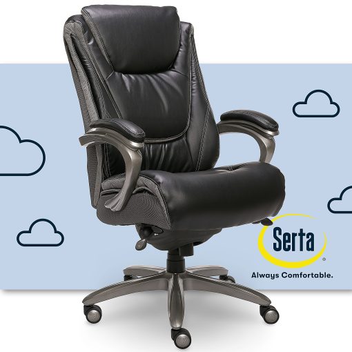 Serta® Baxter Big & Tall Ergonomic Bonded Leather High-Back Chair, Black/Gray - Image 2