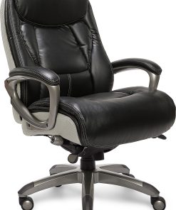 Serta® Smart Layers™ Tranquility Executive Ergonomic Bonded Leather High-Back Chair, Black/Slate
