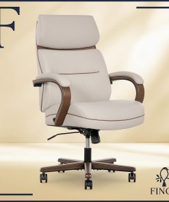 Finch Neo Two Ergonomic Vegan Leather Mid-Back Executive Office Chair, Cream/Cognac 2