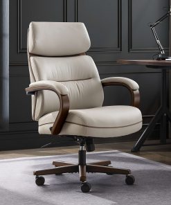 Finch Neo Two Ergonomic Vegan Leather Mid-Back Executive Office Chair, Cream/Cognac