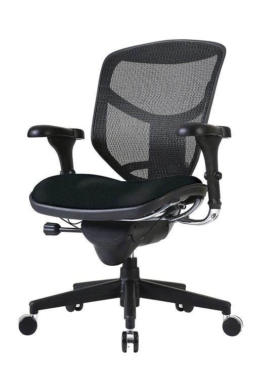 WorkPro® Quantum 9000 Series Ergonomic Mesh/Antimicrobial Vinyl Mid-Back Chair, Black/Black, BIFMA Compliant - Image 2