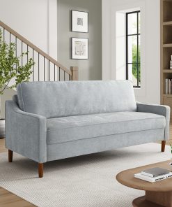 Lifestyle Solutions Shendi Fabric Sofa, 34”H x 76”W x 31”D, Light Gray