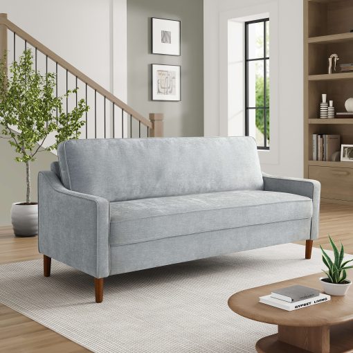 Lifestyle Solutions Shendi Fabric Sofa, 34”H x 76”W x 31”D, Light Gray