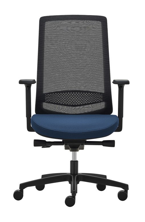 WorkPro® Expanse Series Multifunction Ergonomic Mesh/Fabric High-Back Executive Chair, Black/Blue, BIFMA Compliant - Image 2