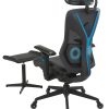 RS Gaming™ Eonix Ergonomic Mesh/Vegan Leather High-Back Active Chair & Footstool, Black/Blue, BIFMA Compliant