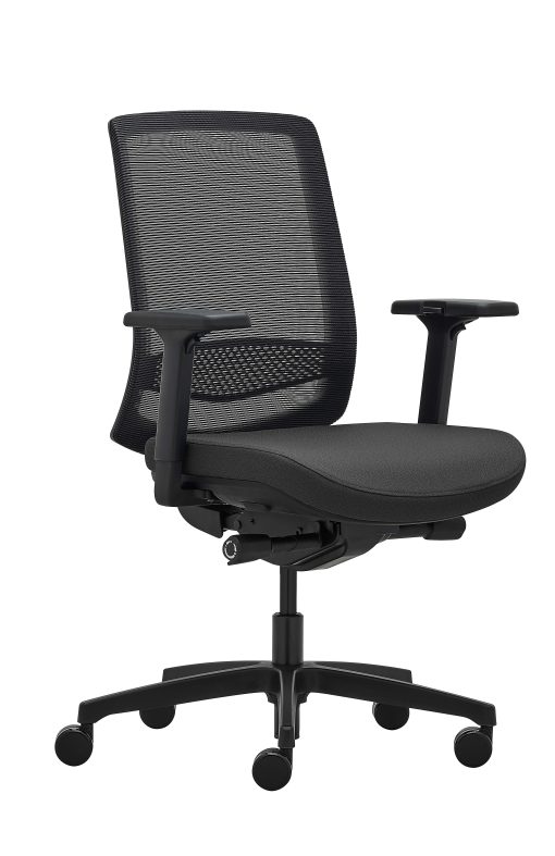 WorkPro® Expanse Series Multifunction Ergonomic Mesh/Fabric Mid-Back Manager Chair, Black/Black, BIFMA Compliant - Image 2