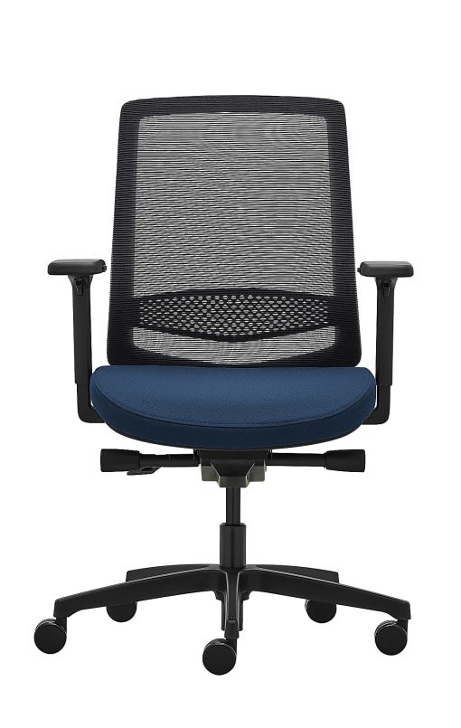 WorkPro® Expanse Series Multifunction Ergonomic Mesh/Fabric Mid-Back Manager Chair, Black/Blue, BIFMA Compliant - Image 2