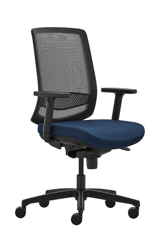 WorkPro® Expanse Series Ergonomic Mesh/Fabric Mid-Back Task Chair, Black/Blue, BIFMA Compliant