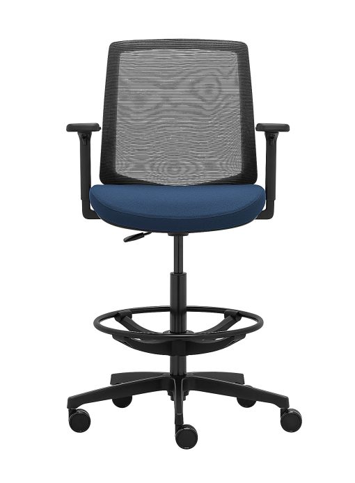 WorkPro® Expanse Series Mesh/Fabric Mid-Back Height Adjustable Task Stool, Black/Blue - Image 2