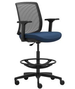 WorkPro® Expanse Series Mesh/Fabric Mid-Back Height Adjustable Task Stool, Black/Blue