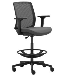 WorkPro® Expanse Series Mesh/Fabric Mid-Back Height Adjustable Task Stool, Black/Gray