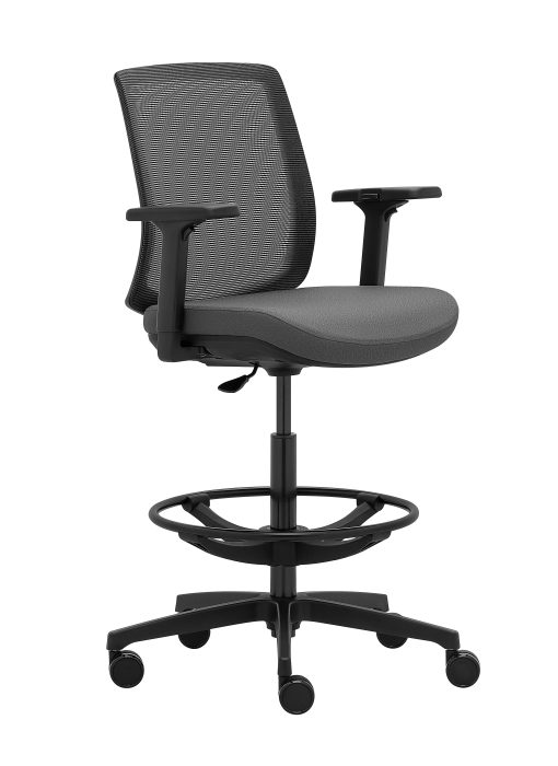 WorkPro® Expanse Series Mesh/Fabric Mid-Back Height Adjustable Task Stool, Black/Gray