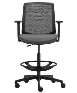 WorkPro® Expanse Series Mesh/Fabric Mid-Back Height Adjustable Task Stool, Black/Gray 2
