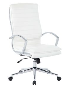 Office Star™ Pro-Line II™ SPX Bonded Leather High-Back Chair, White/Chrome
