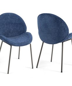 Glamour Home Benedetta Upholstered Fabric Dining Accent Chairs, Blue/Black, Set Of 2 Chairs 2