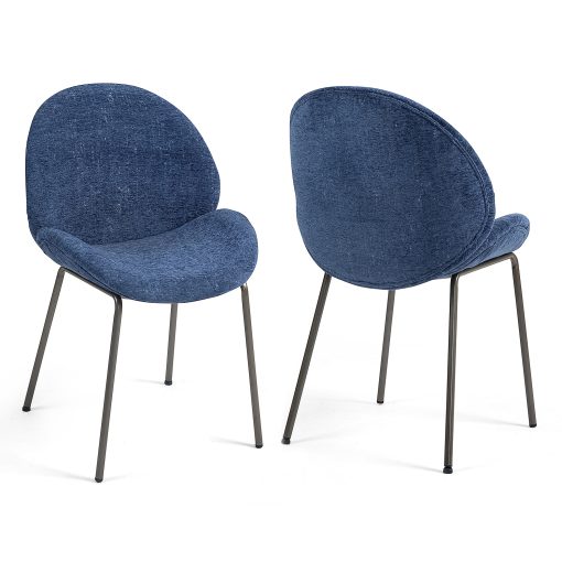 Glamour Home Benedetta Upholstered Fabric Dining Accent Chairs, Blue/Black, Set Of 2 Chairs - Image 2