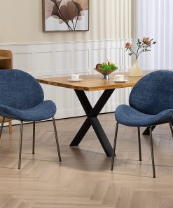 Glamour Home Benedetta Upholstered Fabric Dining Accent Chairs, Blue/Black, Set Of 2 Chairs