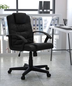 Flash Furniture LeatherSoft™ Faux Leather Mid-Back Swivel Task Chair With 21 1/2″ Back Cushion, Black 2
