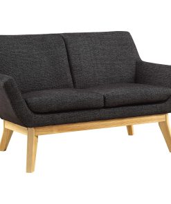 Lorell® Quintessence Upholstered Loveseat, Black/Natural