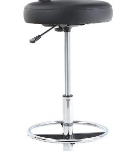 PHI VILLA Adjustable Ergonomic Faux Leather Mid-Back Swivel Office Drafting Chair With Detachable Backrest, Black