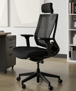 VARI Ergonomic Nylon High-Back Task Chair, With Headrest, Black 2