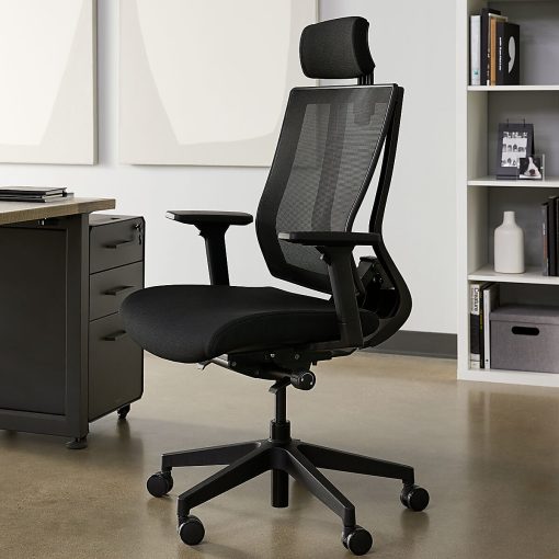VARI Ergonomic Nylon High-Back Task Chair, With Headrest, Black - Image 2