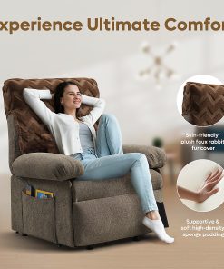 Bestier Power Lift Linen Recliner Accent Chair, Brown 2
