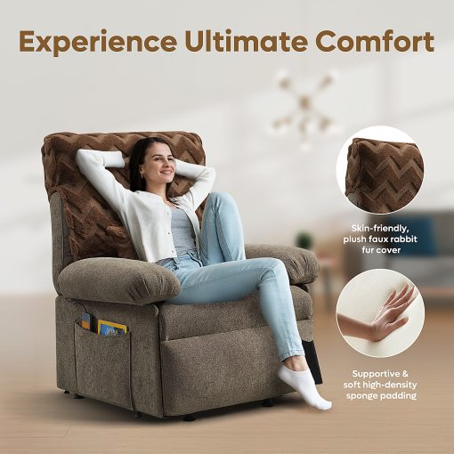 Bestier Power Lift Linen Recliner Accent Chair, Brown - Image 2