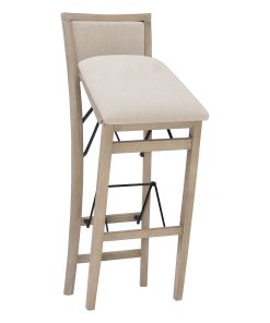 Linon Baker Pad Back Folding Bar Stool, Gray Wash/Beige 2