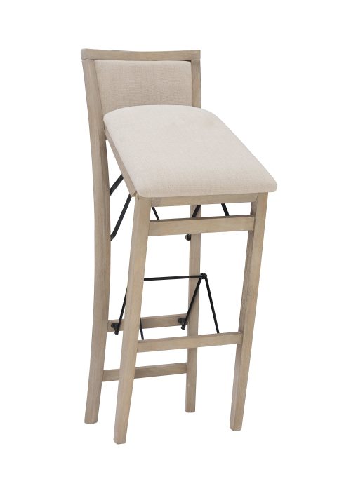 Linon Baker Pad Back Folding Bar Stool, Gray Wash/Beige - Image 2