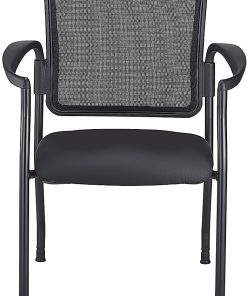 WorkPro® Spectrum Series Mesh/Vinyl Stacking Guest Chair With Antimicrobial Protection, With Arms, Black, Set Of 2 Chairs, BIFMA Compliant