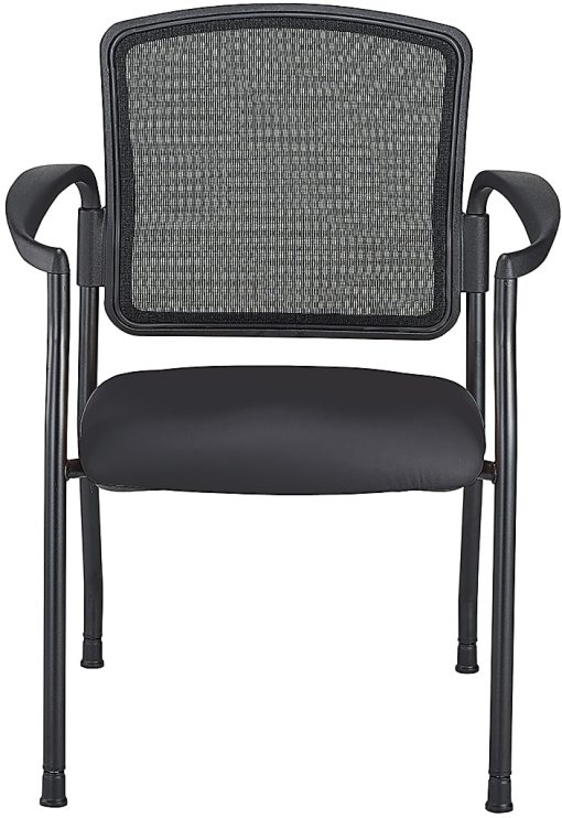 WorkPro® Spectrum Series Mesh/Vinyl Stacking Guest Chair With Antimicrobial Protection, With Arms, Black, Set Of 2 Chairs, BIFMA Compliant