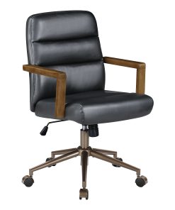 Office Star Henfield Faux Leather High-Back Executive Office Chair, Black
